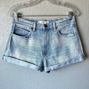 Abercrombie and Fitch distressed rolled cuff light jean shorts
